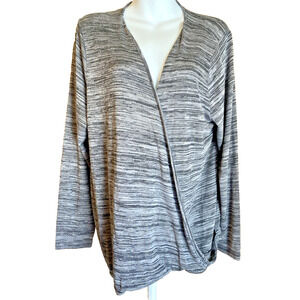 Torrid Womens Wrap Shirt Plus Size 2 Long Sleeve V-neck Gray Striped Casual Top